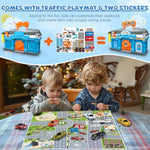 Race Tracks For Kids Ages 3-5, Racing Car Toys Set With Foldable 2 Layer Track And 6 Alloy Race Cars For Toddlers Boys, Best Birthday Xmas Gifts For Kids Age 3 4 5 6+ Years Old (Blue)