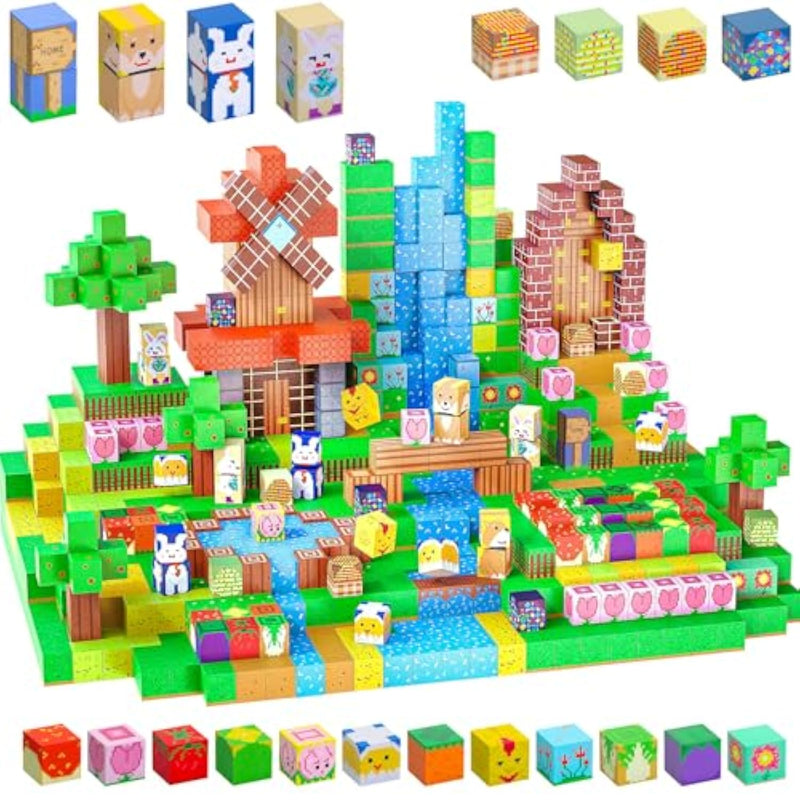 Magnetic Blocks-Volcano & Dinosaur Toys Magnetic Building Blocks, Stem Sensory Magnet Blocks Cubes Toys For Kids Toddlers Boys & Girls Ages 3 4 5 6 7 8 9 10
