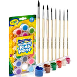 Kids Washable Paint Set for Toddlers, 18 Pots, 8 Brushes Gift Bundle