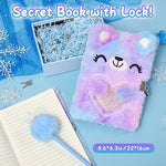 Gifts For Girls Age 6 7 8 9 10, Girls Toys Gift Set With Cute Fuzzy Bear Diary With Lock & Pen, Light Up Star Pillow, Water Cup & Fluffy Accessories, Winter Christmas Birthday Gifts For Girl