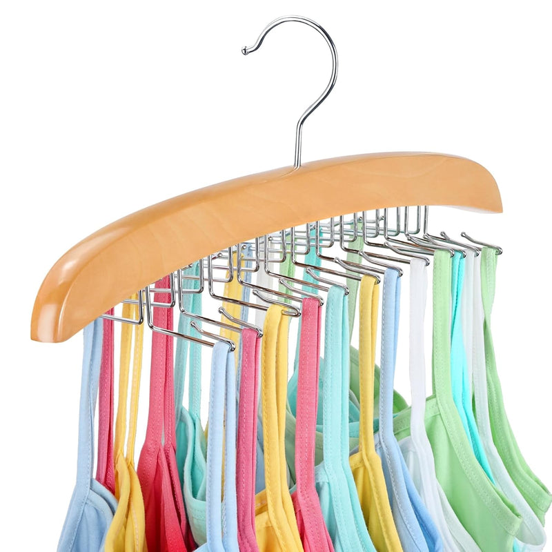 Tank Top Hanger With Premium Wood, 24 Large Capacity, Space Saving,360 Degree Ro