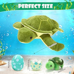 6 Pieces Sea Turtle Stuffed Animal With Babies 12" Mommy Stuffed Sea Turtle With 3 Little Plush 2 Plush Eggs Soft Pillow Tortoise Hugging Gifts For Kids Birthday Christmas Baby Shower(Classic)