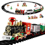 Christmas Railway Train Set With 47.2" Railway Track & 4 Cars Lights And Sounds Railway,Battery Operated Locomotive Engine Play Set Electronic Toys Gift For Kids
