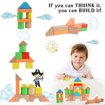 Large Wooden Building Blocks Set - Educational Preschool Learning Toys With Carrying Bag, Toddler Blocks Toys For 3+ Year Old Boy And Girl Gifts