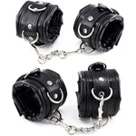 Women And Men Padded Black Leather Bondage Handcuffs And Ankle Cuffs Set, Bondage Restraints Toys Sex Wrist Cuffs And Ankle Cuffs For Sm Games, Bondage Kit Sm Cuffs For Sex Games (Color-1)