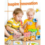 Montessori Toys For 1 2 3 Year Old Boys Girls, Toddler Toys Age 2-4, 10 Pack Wooden Animal Blocks Sorting & Stacking Education Toddler Puzzles Toy,1 2 3 Year Old Girl Boy Birthday Gifts