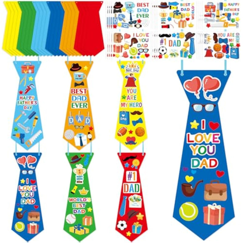 24 Pack DIY Necktie Crafts for Kids Make Your Own Tie for Dad Bulk Classroom School Activities