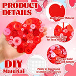 24 Set Valentine's Heart Button Craft Kit with 1320 Buttons & 1000 Glue Dots