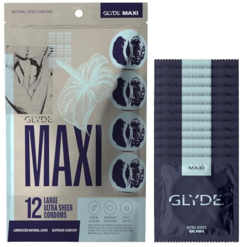Maxi Large Fit Condoms, Natural Rubber Latex 12 Count, 56MM UltraThin and Lightly Lubricated for Secure Fit and Natural Feel