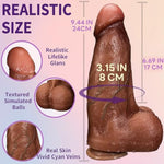 Realistic 3.15 Inch Diameter Large Thick Silicone Dildo Vibrator with Remote Control for Women, 3 Quick Rotation & 9 Vibration Modes, Suction Cup and G Spot Anal Sex Toy