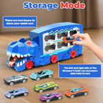 Dinosaur Transport Truck Set For Kids - Monster Carrier Truck Toy With Die-Cast Metal Toy Cars, Light & Sound Toddler Toys Cars Gift For Age 3 4 5 6 7 8 Years Old