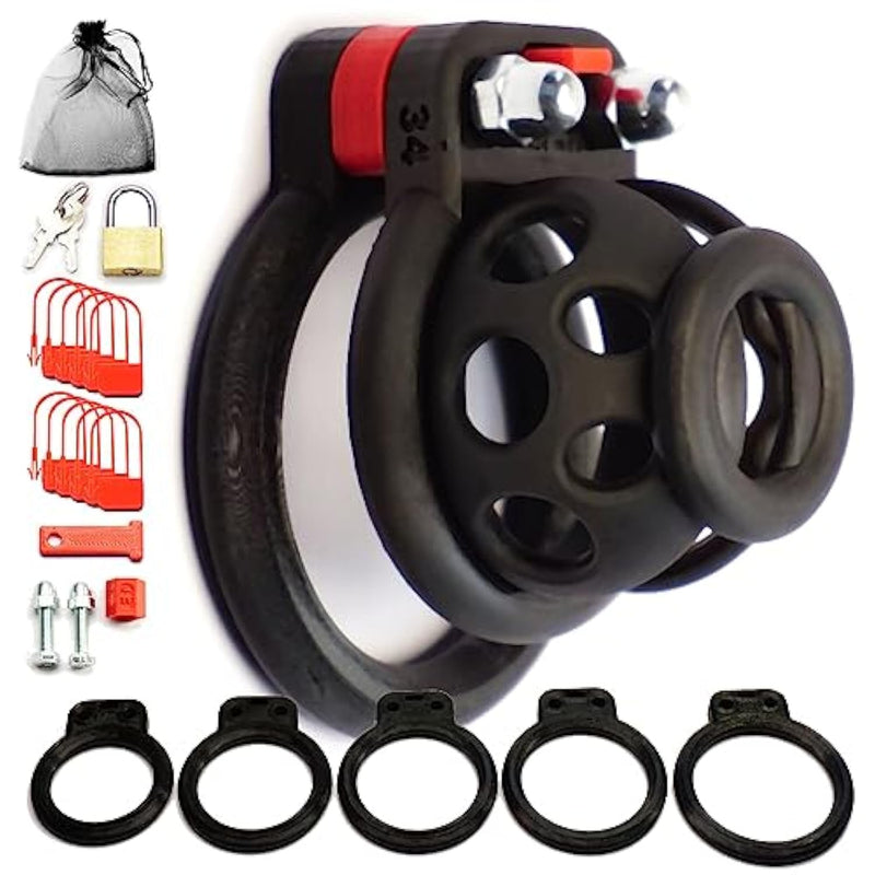 French Adjustable Chastity Devices Belt Men Cock Cage Matrix One By , 5 Rings