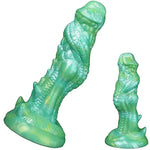 Unique Multi Color Suction Dragon Silicone Dildo Realistic Dildo Anal Plug Monster Bumpy With Textures Ridges (Blue-Green)