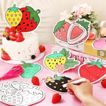 Color Your Own Strawberry Ornament Craft Kit with 32 Ribbons for Kids
