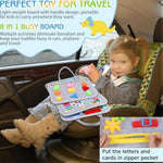 Toddler Busy Board Montessori Toys For Boys Girls, Sensory Board Educational Activities For Learning Fine Motor Skills, Birthday Gifts For Toddlers, Travel Toys For Airplane Car,Grey Dinosaur