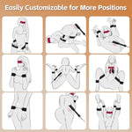 Sex Bondage Wrist-To-Thigh Bdsm Kit Restraints Couple Sex Toys, Adjustable Restraint With Sm Spanking Paddle Blindfolds, Leg Straps Handcuffs Sex Toy For Beginner Women Play
