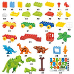 Dinosaur Building Blocks Toys,Jurassic Theme Building Blocks,With A Counting Train,A Big T-Rex,And Three Dinosaurs,Compatible With All Major Brands, Gift For Kids Toddlers Boys Girls Age 3,4,5,6,7,8+