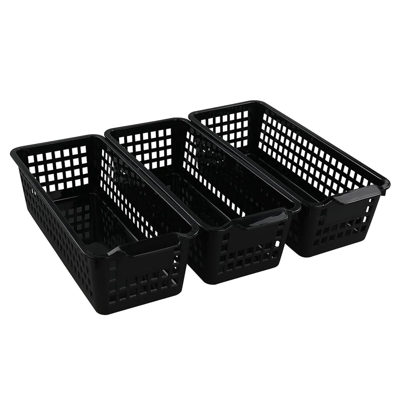Small Plastic Storage Baskets, Black, 11.6"L X 5"W X 3.4"H, Set Of 6