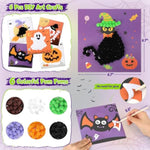Halloween Pom-Pom Art Craft Kit for Kids, DIY Seasonal Party Activity