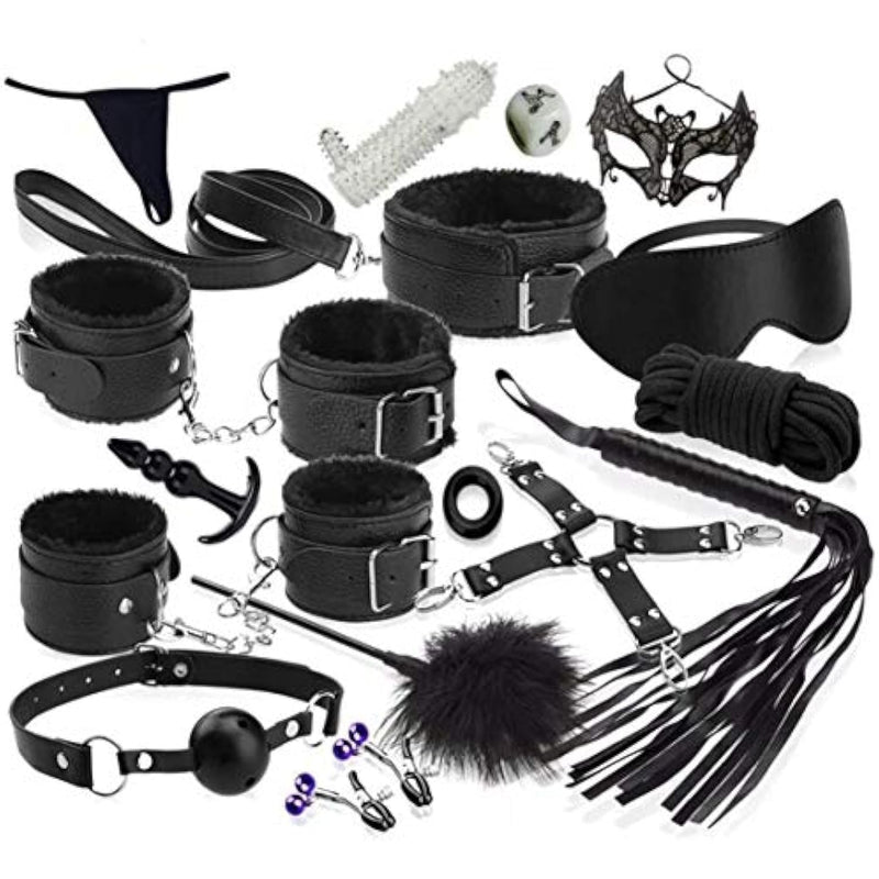 Bondage Set Largest Bdsm Set With 18 Pieces Perfect For Beginners And Experienced Bondage Set Sm Cuffs With Handcuffs With Eye Mask Eroticism Sex Toys For Couples Lovers