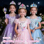 Princess Kids Jewelry For Girls Light Up Princess Crowns Wands, 40 Pcs Dress Up Accessories With Necklaces Rings Clip On Earrings For Girls Costumes Jewelry Toys Gift