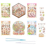 6 Sets Mini House Stickers with Tweezers, DIY 3D Room Scenes for Journals & Scrapbooks