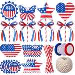 24 Sets 4th of July USA Flag Wand Craft Kit, Patriotic DIY Activity for Kids