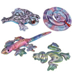 4 Reptile Set - Sand Filled Animal Toy - Snake, Turtle, Lizard, Frog- Heavy Weighted Sandbag Animal Plush Bean Bag Toss - Shimmering Glitter