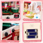 Kids Kitchen Playset, Play Kitchen For Toddlers 1-3 With Sound And Light, Cooking Stove With Steam, Play Sink And Toy Kitchen Accessories Pretend Kitchen Toys For Girls Boys 3-5 (Red)