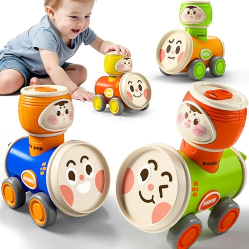 Press To Go Car Toys Set For Toddlers 1-3, Baby Push Go Friction Racing Cars, Infant Play Vehicle Set, 1St Birthday Gifts For 6-9-12-18 Months, 1 2 3 One Years Old Boys Girls Child Kids