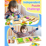 Wooden Puzzles Toddler Toys Gifts For 1 2 3 Year Old Boys Girls, Animal Jigsaw Puzzles Montessori Toys, Learning Educational Christmas Birthday Gifts For Girls Boys Ages 1-3