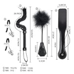 Bondage Kit For Sex 5Pcs Restraints With Paddle Flogger Feather Tickle Bell Clips Satin Blindfold For Women Men