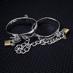 Metal Bondage Handcuffs Footcuffs Restraint Bondage Oval Cuffs With Iron Chain Slaves Lock Bdsm Sex Toys (B)