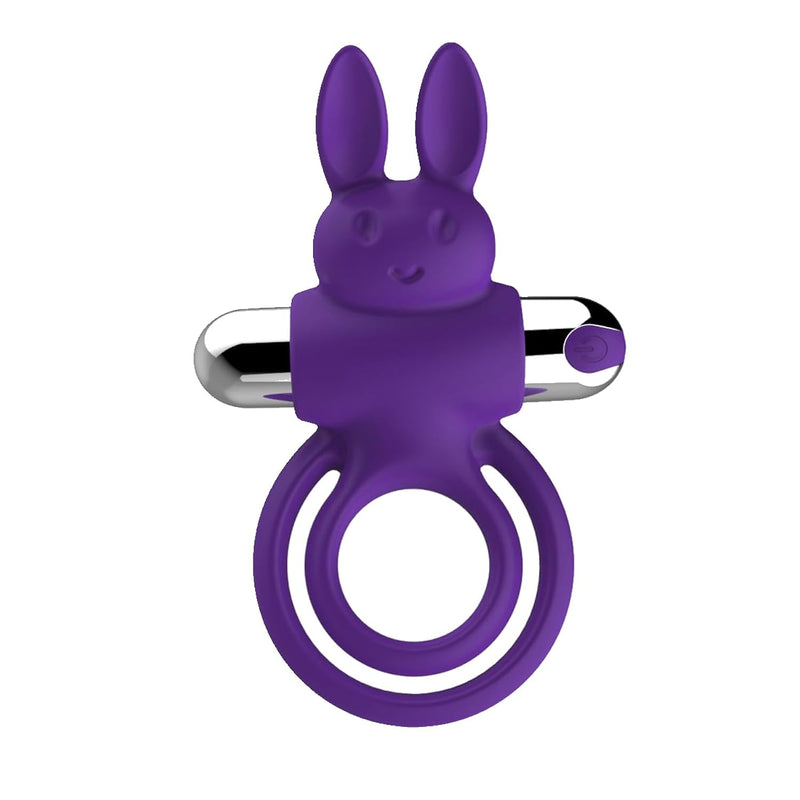 Rechargeable Soft Silicone Rabbit Vibrating Cock Ring With 10 Powerful Vibration Modes Waterproof Penis Ring Vibrator Adult Sex Toys For Men (Purple)
