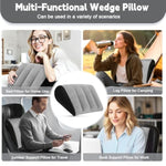 Inflatable Bed Wedge Pillow For Sleeping - Inflatable Wedge Pillow With Silk Eye Mask Set For Traveling,Leg Elevation,Back Support,Body Positioners,Lumbar Cushion For Post-Surgery Recovery,Camping Use