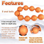 Silicone Anal Beads With Removable Fox Tail Butt Plug For G-Spot Prostate Stimulation Massage Adult Sex Toy With 9 Anal Balls For Cosplay Anal Sex Anal Training For Advanced Players Gold L