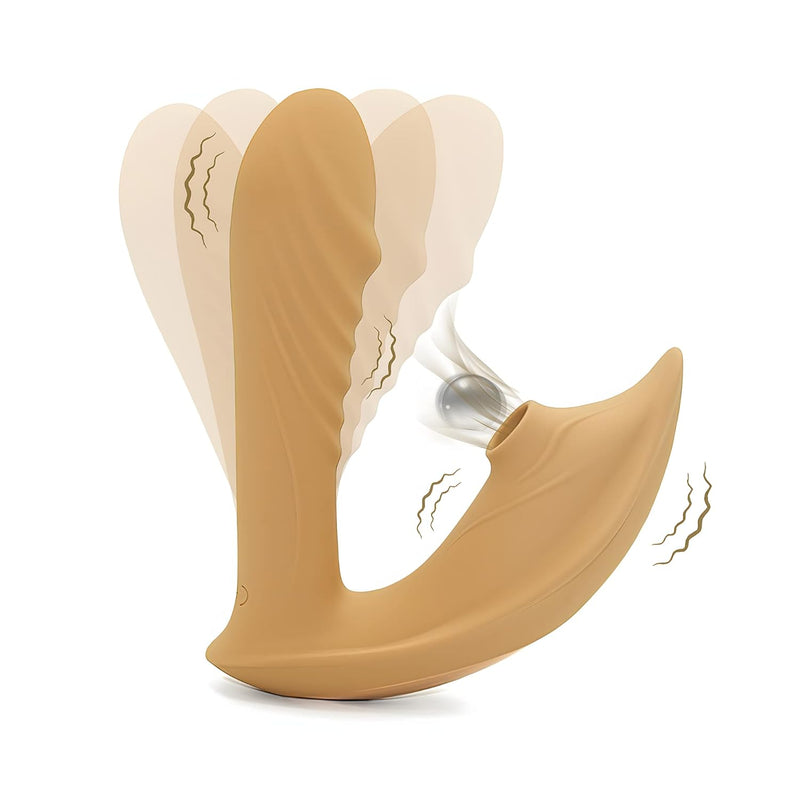 Sucking Clit Vibrator Wand, Dildo For Women Pleasure 2 In 1 Sex Toy With 10 Suction And 7 Vibration 3 Rocking Models Waterproof Ultra-Hygienic Medical Silicone