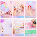 Mermaid Diary Gift Set with Scrapbook Paper, Stickers, and Pompom Pen
