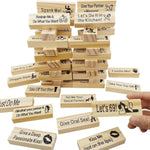 48Pcs Super Naughty Block Tower Couples Sexy Tumbling Game With Funny Word, Wooden Stacking Tower Wooden Blocks Couple Activities Date Night Ideas For Valentine Gift