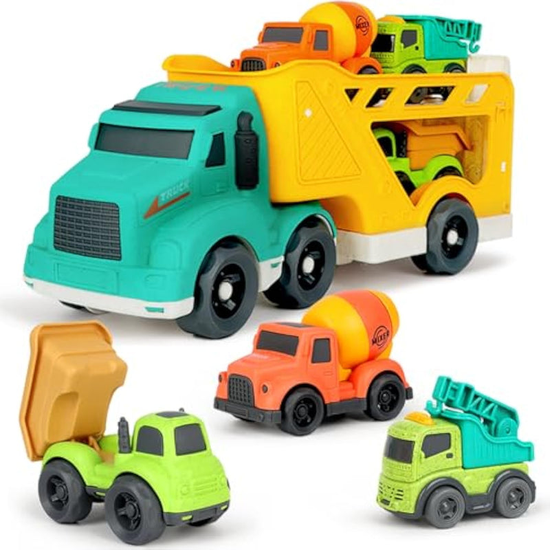 Toddler Toys Trucks For 3 4 Year Old Boy, Kids Toy Cars With Dump Truck Toy, Crane, Mixer Cement, No Bpa, No Phthalates, Pvc, Baby Toys For Ages 3-4, Baby Boy Gifts For Birthday Christmas