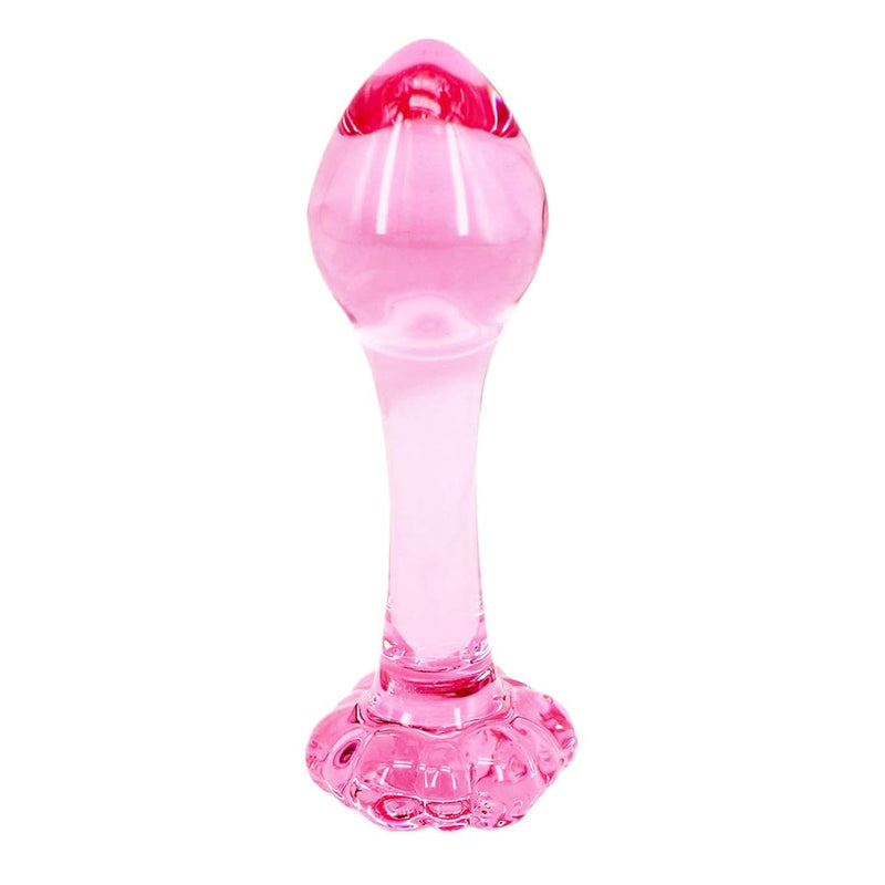 4.1 Inches Pink Glass Pleasure Wand, Small Butt Plug For Beginner Starter Anal Sex Play