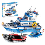 Police Boat Building Set, 480 Pcs City Boat Stem Building Toy, Including Kayaks And Police Speedboats Toy Christmas, Birthday Gift For Kids Boys Girls 6 7 8 9 10+