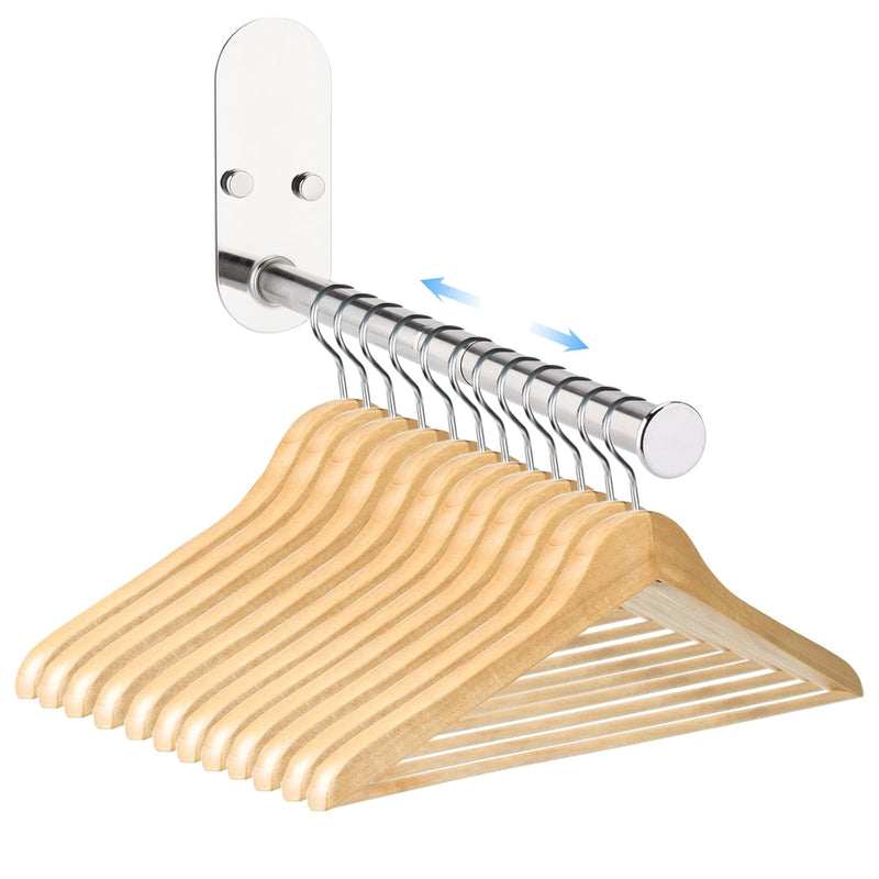 2-Section Stainless Steel Clothes Hanger Storage, Retractable Space Saving Cloth