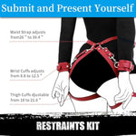 Sex Bondage Bdsm Toys Kit Restraints Set For Couple, Sex Things For Couples Kinky Sex Toy For Women With 2 Wrists Cuffs And Thigh Waist Straps, Sm Sex Straps (Red)