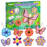 DIY Glitter Keychain Craft Kit for Kids, Butterfly Garden, 8 Charms