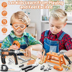 Kids Tool Set With Tool Box & Electronic Toy Drill, 41Pcs Toddler Tool Set Kids Construction Toys For Ages 3,4,5,6,7,8, Kid Tools Boy Toys For Boys Christmas Birthday Gifts