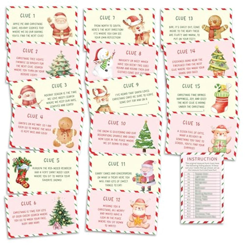 Christmas Surprise Trip Reveal Scavenger Hunt Xmas Scavenger Hunt Games For Adults Secret Santa Holiday Treasure Clues Game Winter Holiday Christmas Party Supplies Activities /Xb002