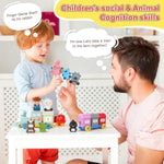 Farm Animal Train Toys For Toddler 1 2 3 4 Years Old, Learning Montessori Counting, Matching, Sorting With 1 Farmer &10 Animals,Barns,Keys, Fine Motor Games, Birthday Gift For Boys Girls