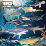 10Pcs 5-8" Shark Toys For Toddlers, Large Sea Ocean Animals Bath Toys For Kids, Shark Figurines Cake Toppers Birthday Party Favors & Gifts For Kids