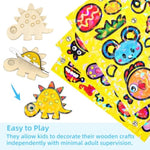 18 Pcs Wooden Craft Kits for Kids Ages 4-12 with Decorative & Magnetic Stickers
